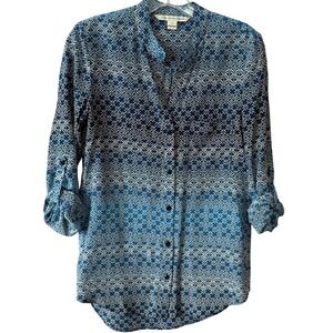 Diane Von Furstenberg Women's Moroccan Blue‎ Silk Gilmore Blouse in Size 0